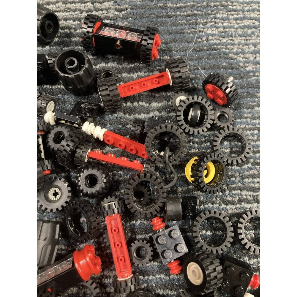 Lot Of 10 Oz Random Lego Wheels And Axles Black - Picture 3 of 7